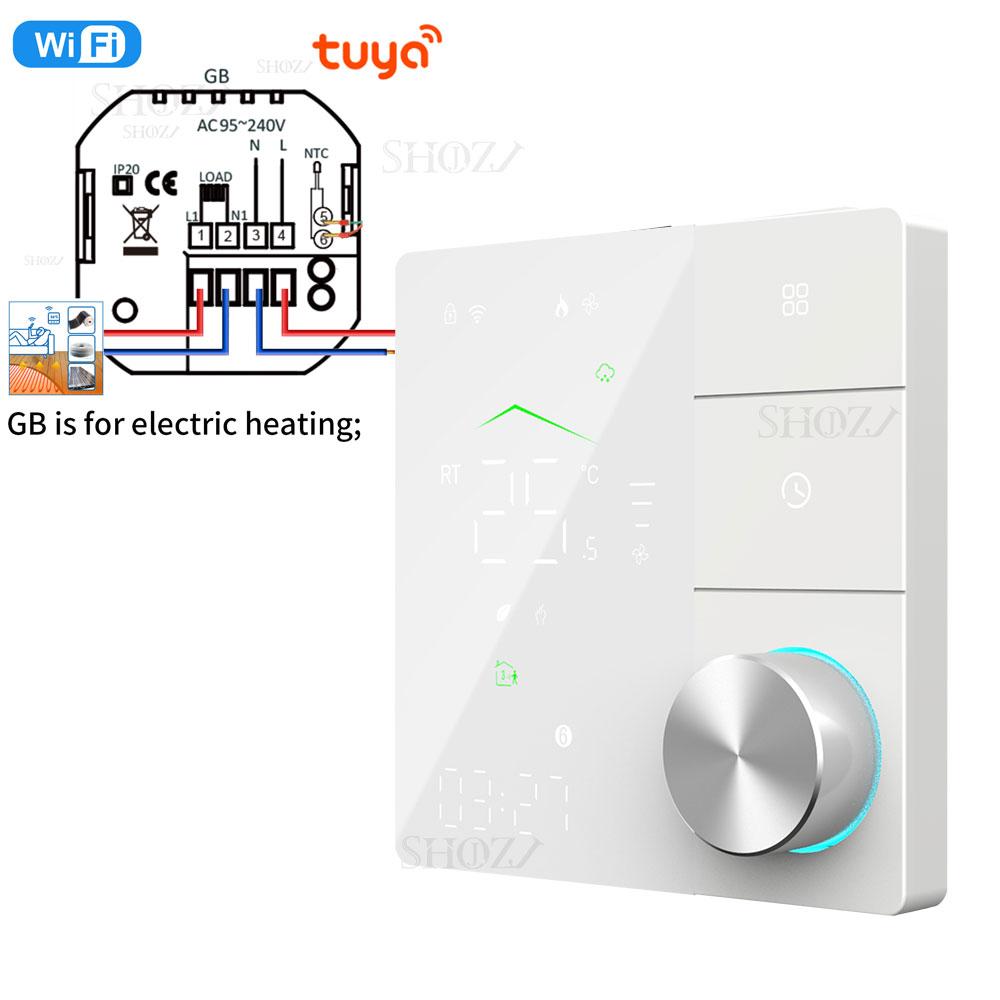Tuya WiFi Smart Thermostat with Power Monitoring, Voice Control for Film Infrared Electric Warm Floor Heating System, 16A