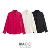 Fashion Style 2024 Fall and Winter New Women's Clothing Easiest for Match Gold Breasted Long Sleeve Lapel Drape Shirt 7969242