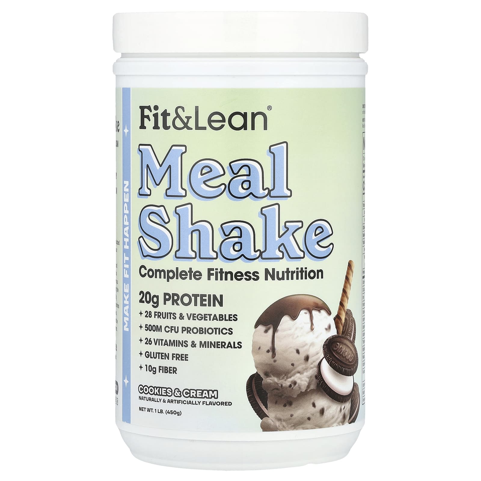 

Fit & Lean, Wheat Shake Complete Fitness Nutrition, Cookies & Cream, 1 lb (450 g)