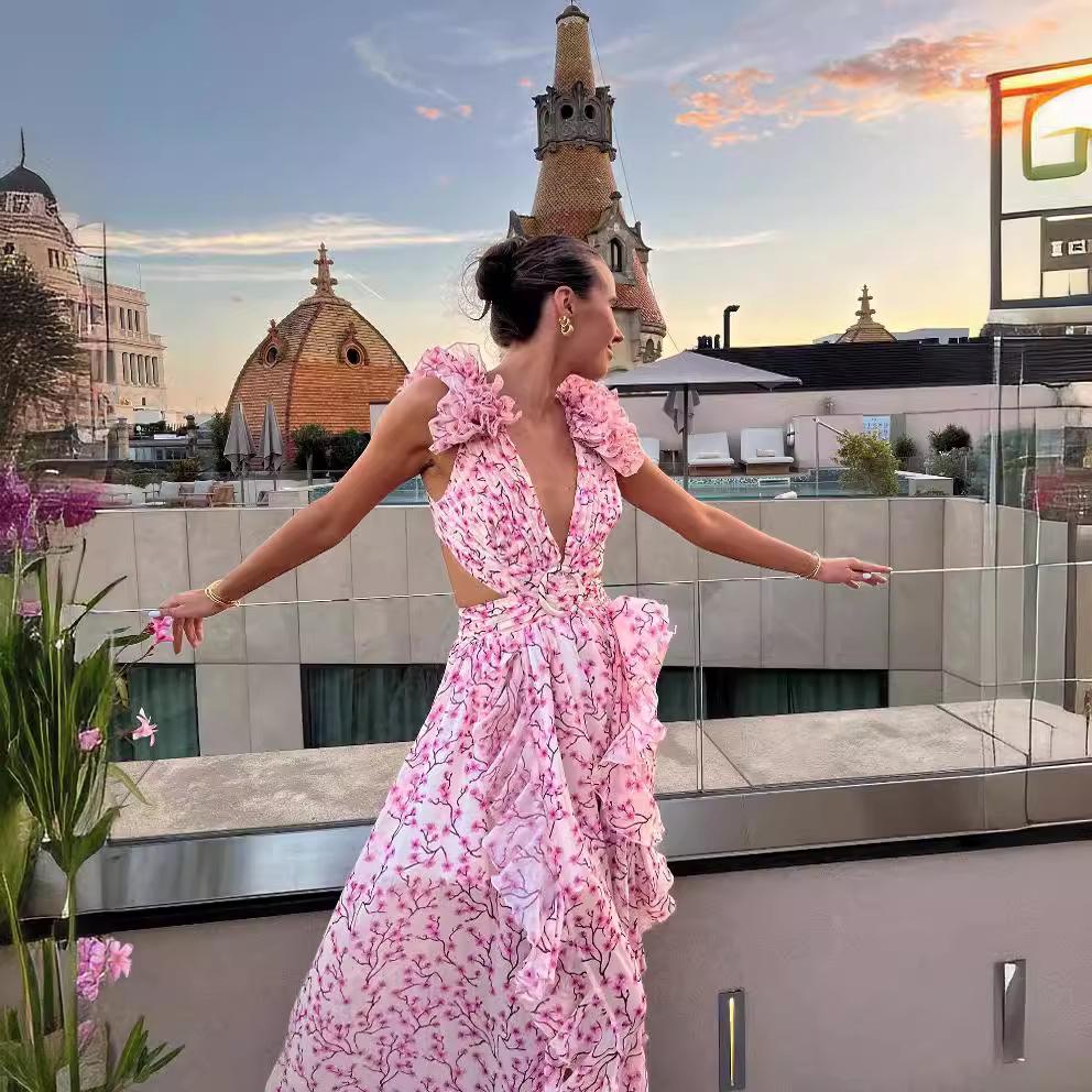 European-American Cross-Border Women's Floral Vacation Dress