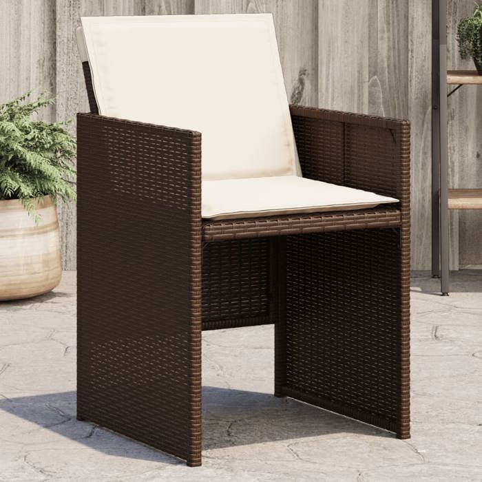 VidaXL Set of 4 Garden Chairs with Cushions, Patio Seats, Balcony Chairs, Outdoor Patio Furniture, Brown 4007438
