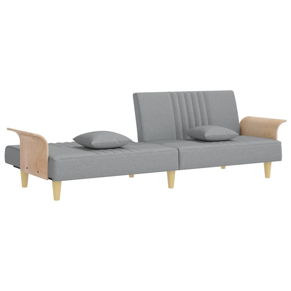 Sleeper Sofa with Armrests Light Grey Fabric