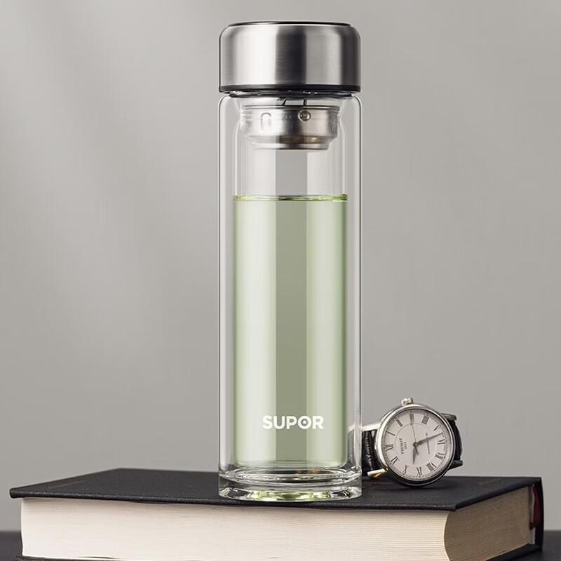 SUPOR Double Wall Glass Tea Infuser Mug