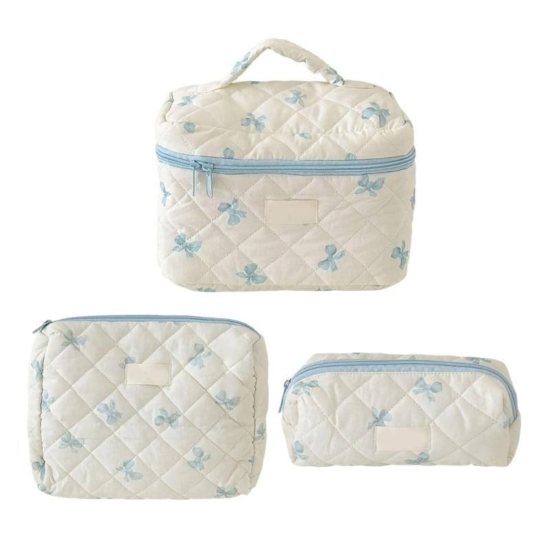 3Pcs Large Cosmetic Pouch Makeup Bags with Sweet Bows Design Storage Organizer For Storing Cosmetics And Toiletries
