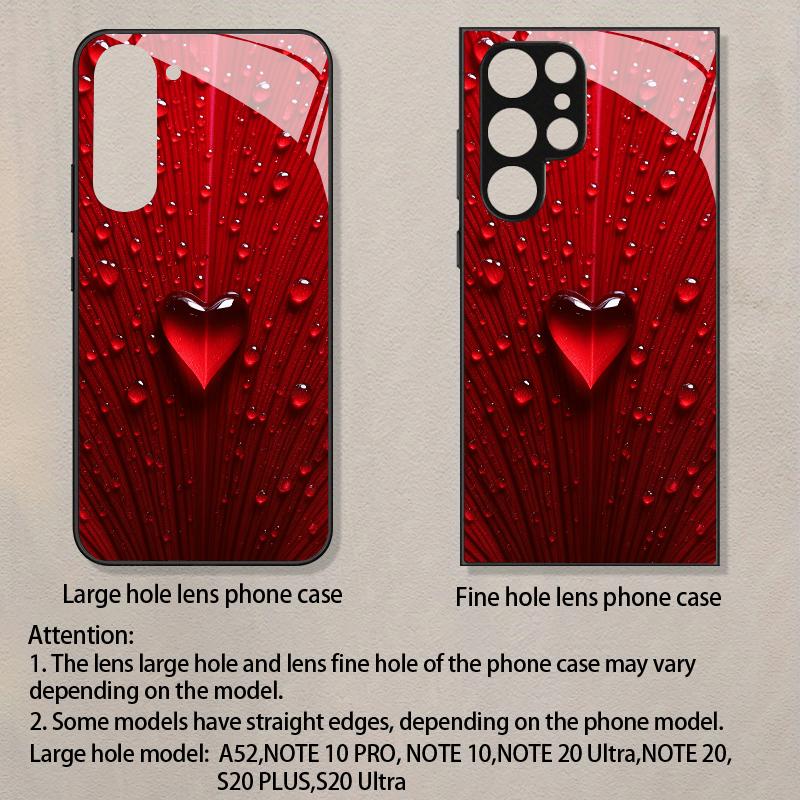 Red heart water droplet pattern glass phone case for Samsung Galaxy S26 S25 S24 S23 S22 S20 fe plus Ultra anti fingerprint