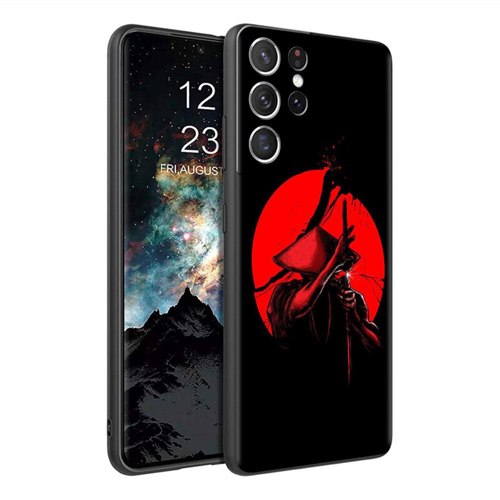 Case For Samsung Galaxy S20 S22 Ultra S21 FE S10 S9 Plus Note 20 10 Lite 9 Soft Phone Shell Landscape Ink Painting Samurai Art