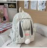 Schoolbag Korean Version Sweet Cartoon Schoolbag Female Junior High School Cute Rabbit Ears Backpack Fashion Striped Class Commuter Backpack
