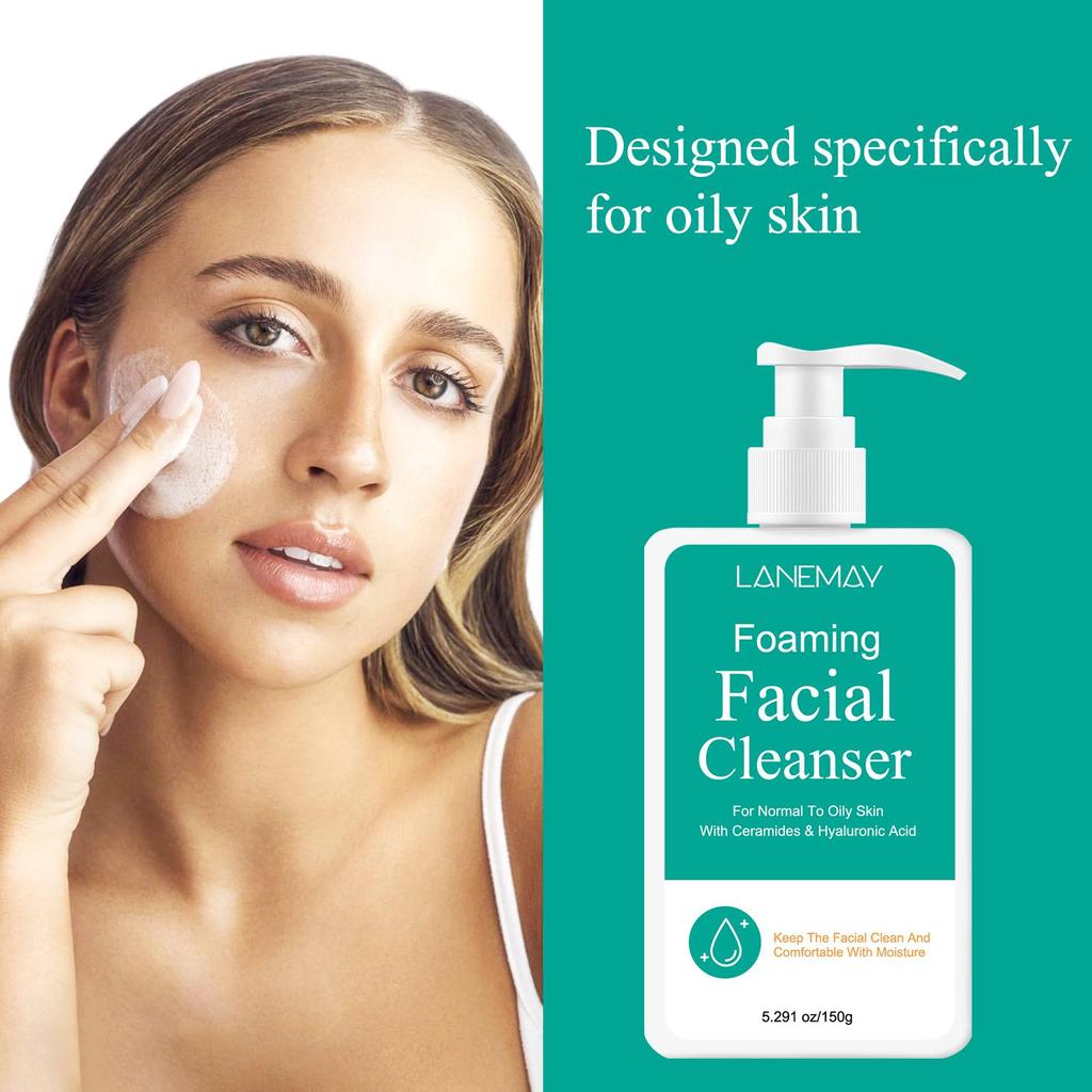 Foaming Facial Cleanser-Clean Dirt And Oil For Face-Comfortable With Hydration-Suitable For Normal To Oily Skin, 150g