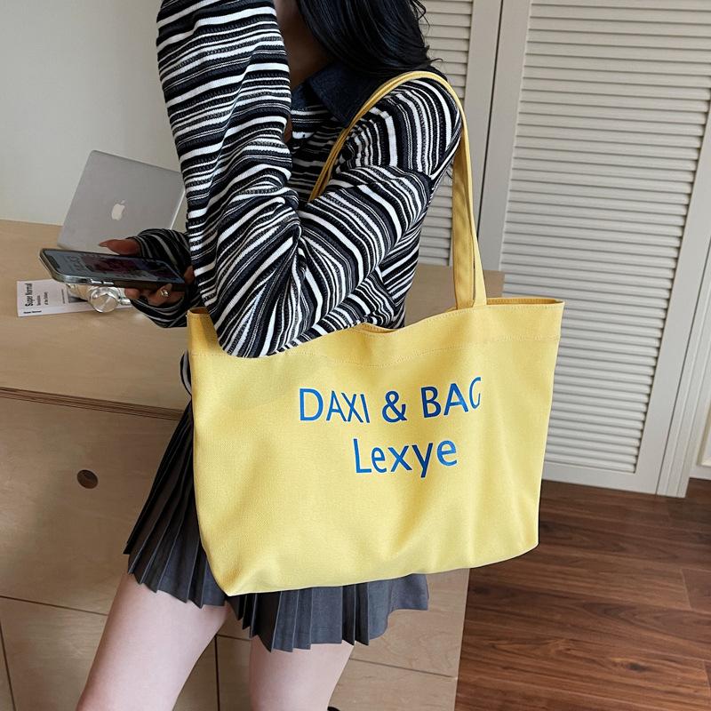 Canvas Bag Lazy Wind New Large-capacity Bag Women's Leisure Versatile College Student Class Tote Bag