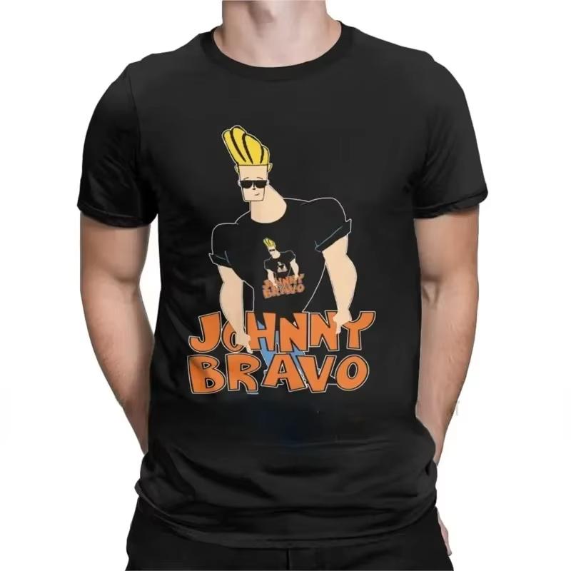 2025 new Johnny Bravo T Shirt Men TShirts O Neck Pretty 90s Cartoons Cartoon Tee Shirt Short Sleeve Tops classic