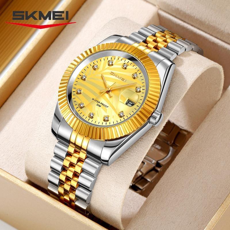 Analog Quartz Watch for Men Stainless Steel Band 30M Waterproof Luminous Date Window Diamond Hour Markers Fashion Men's Watches