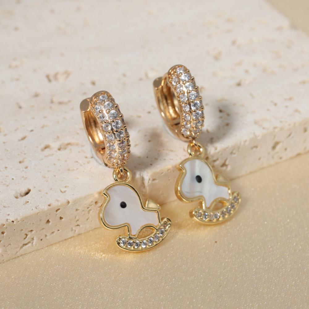 

1 Pair Fashion Pony Dangle Earrings for Women Zirconia Earring Jewelry Wedding Party Accessories золотой