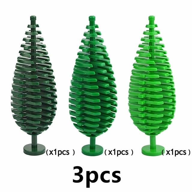 Tree Flower Grassland Natural Forest Plant 3Pcs Building Blocks Pine Bush Plant Cypress Accessories Jungle Adventure 3778 Toys