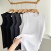 Heren 2026 Zwaar Katoenen Vest - Koreaanse Stijl Trendy Mouwloos T-shirt, Effen Kleur Casual Basislaag