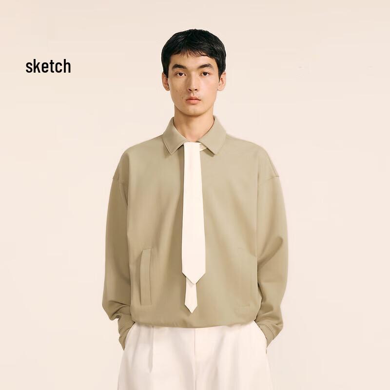 CROQUIS Men s 2024 Autumn Loose Fit Lapel Long Sleeve Sweatshirt S