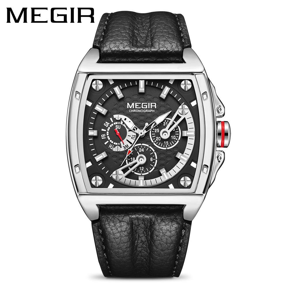 Men S Watch, Stylish Square Waterproof Luminous Leather Sports Quartz Watch 2204
