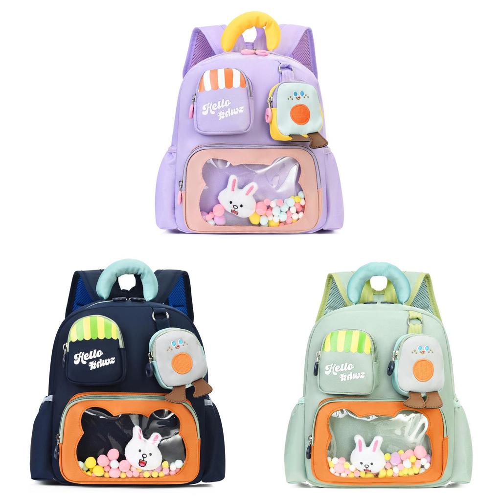 Childrens Oxford Cloth Backpack With Animal Pattern And Padded Shoulder Straps For Kindergarten Students