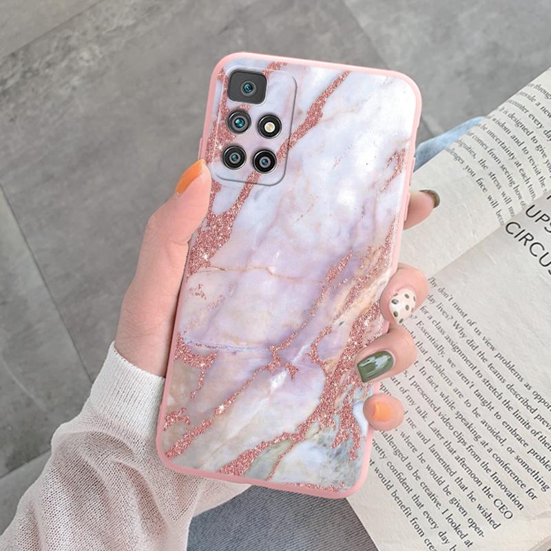 Marble Pattern Phone Case For Redmi 10 Redmi10 Protective Cover Case Pink Gold Marble Soft Silicone Funda For Xiaomi Redmi 10
