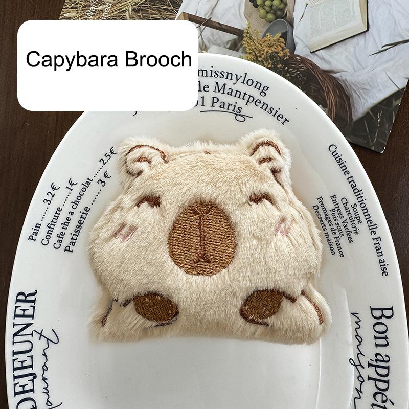 Kawaii Cartoon Capybara Plüsch-Schlüsselanhänger Anhänger Weiche Capybara Brosche Niedliche Neuheit Rucksack Dekoration Zubehör Geschenke