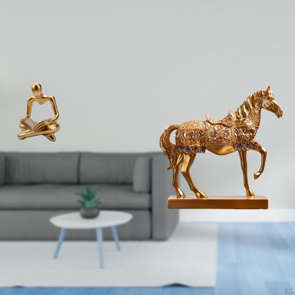 Creative Abstract Horse Thinker Statue Figurine Craft Sculpture Animal Engraved Resin Figurines for