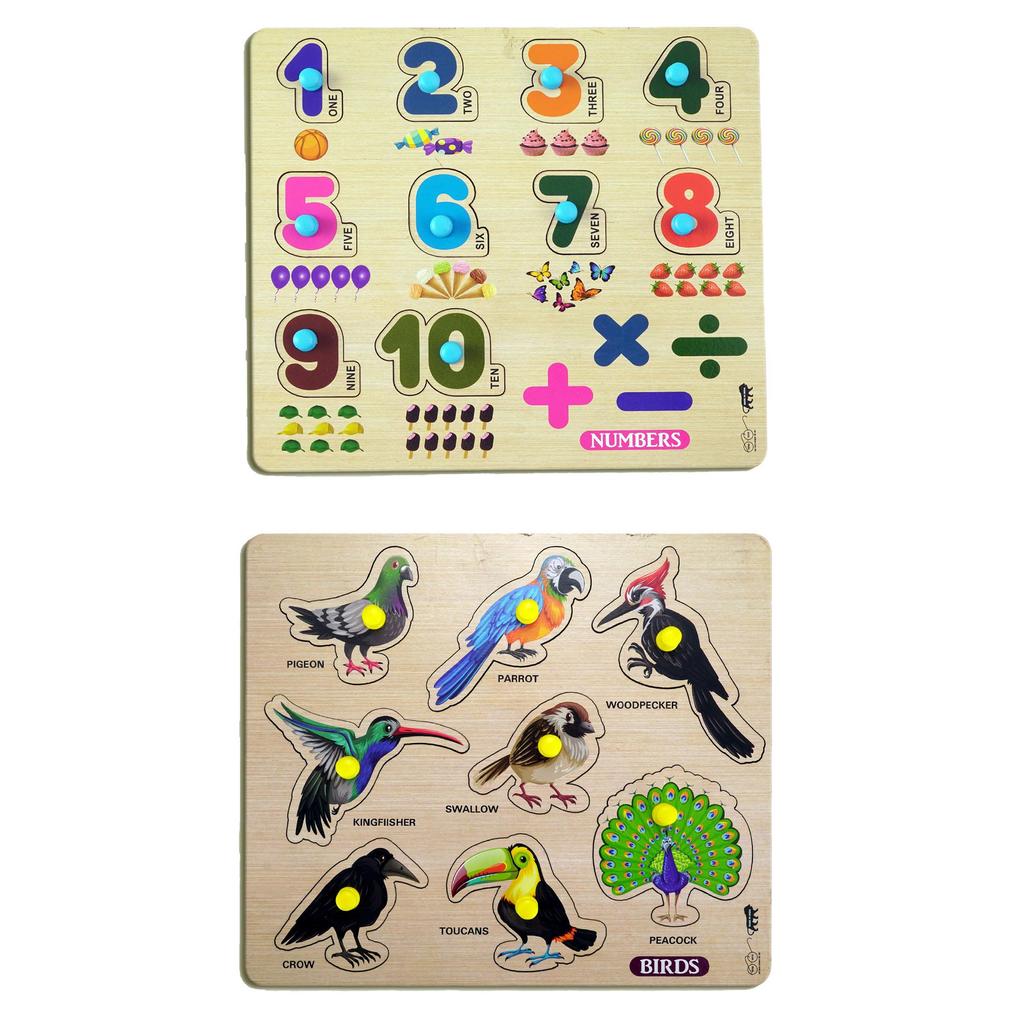 Bit Feex Kids Fort Pre Nursery Educational Jigsaw Puzzles for Adults kids Learning Toys Kit Board Game 2 pcs Set of Numbers & Animals. Educational Toy