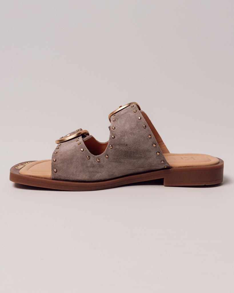 Pantofle s cvočky Krula 392401 36 šedé semišové