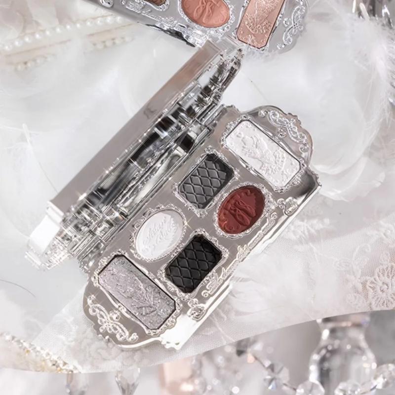 Flower Knows black Swan Ballet Eyeshadow Palette Matte Fine Shimmer Pearl Face Palette 6 Colour Glitter Eye Shadow