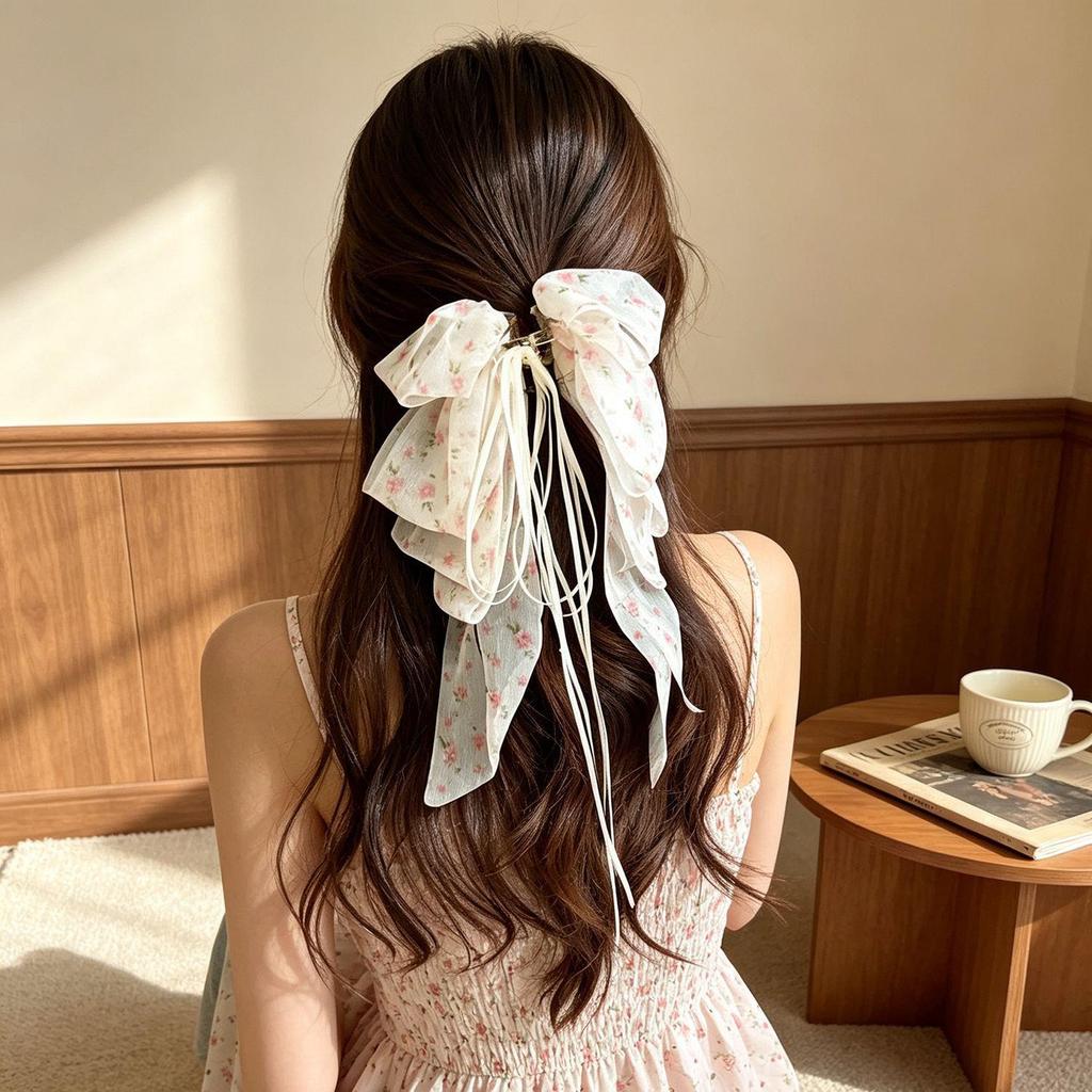Polka Dot Bow Claw Clip: Elegant Women's Hair Accessory