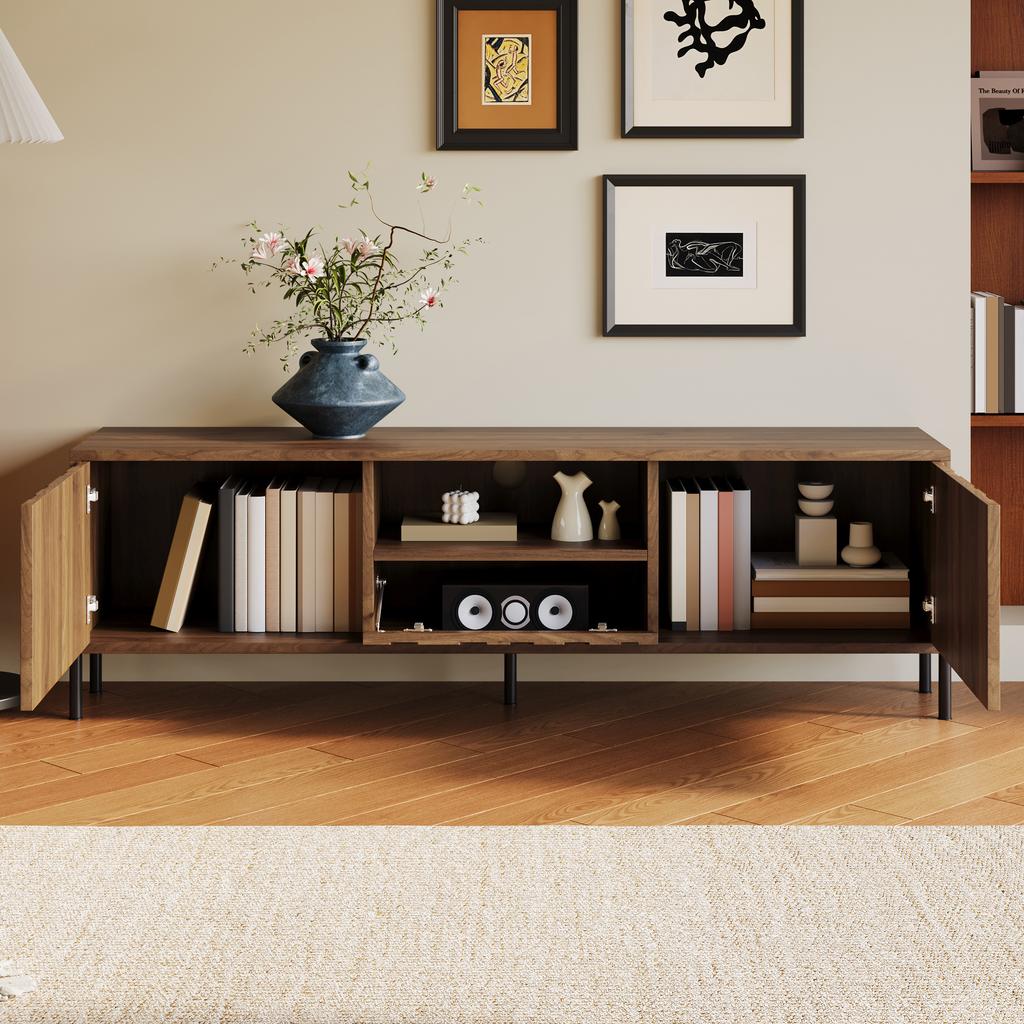 TV Cabinet with Three Doors. Low Cabinet, Living Room Furniture, Dimensions: 160 X 35 X 46 Cm (Length X Width X Height).