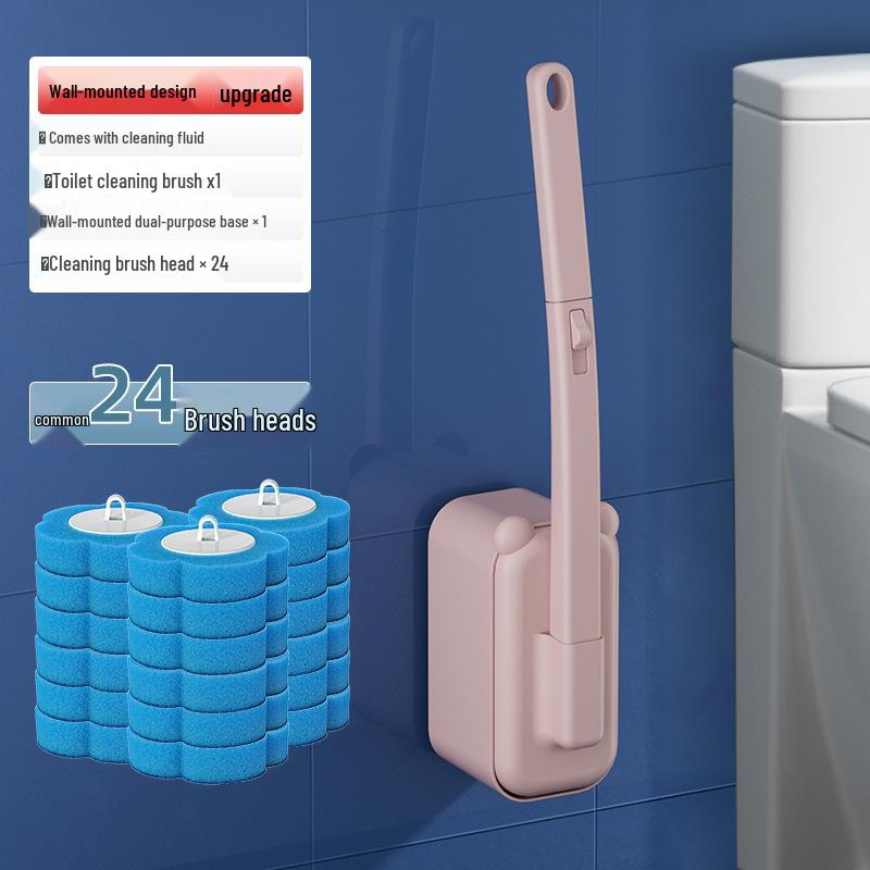 Punch-Free Disposable Toilet Brush Set - No Dead Angle Bathroom Cleaner.