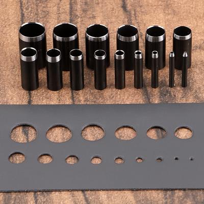 15pc/set High-Speed Steel Leather Circle Punching Set, Sharp Hollow Hole Cutter Mold for Leather Fabric Paper Crafting Project