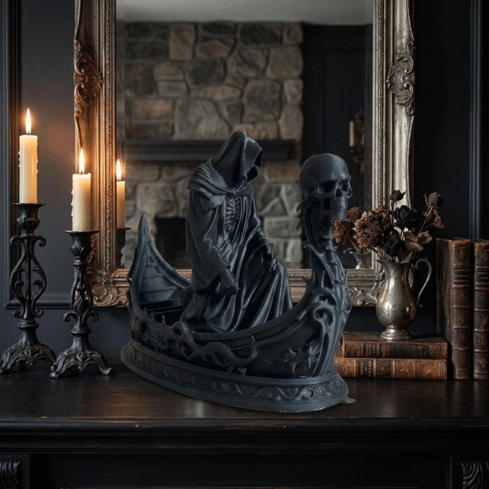 Gothic Style Ferryman Sculpture Resin Death God Decoration Ornament Skeleton Figurine  Home Decor