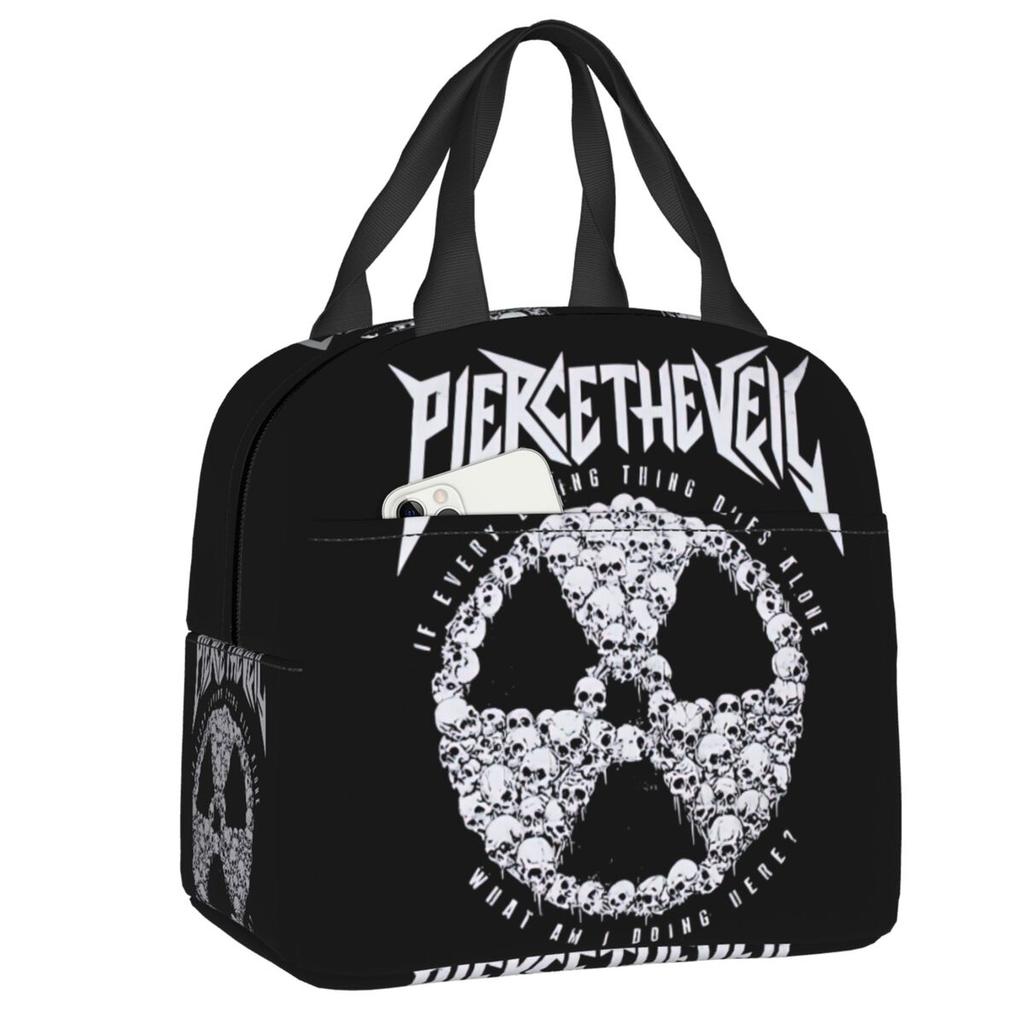 Custom Rock Band Pierce Veil Insulated Lunch Bags for Work School Leakproof Thermal Cooler Lunch Box Women Children