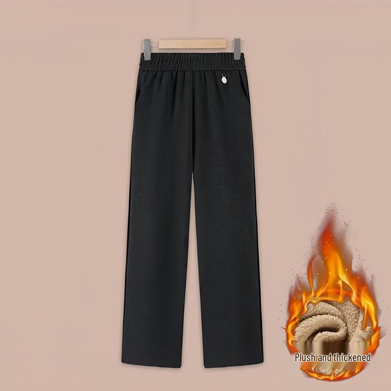 Women's Autumn/Winter High-Waisted Elastic Wool Trousers - Plus Size, Stylish & Loose Fit for Middle-Aged and Elderly Moms (2025 Collection)