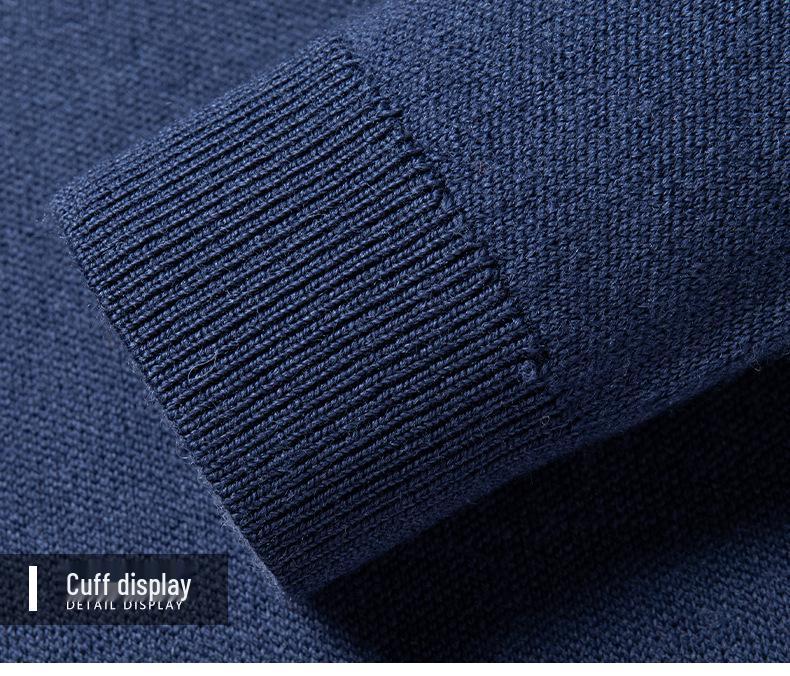 480g Men's Thickened Wool Sweater - New Winter Style, 100% Pure Wool, Solid Color Knitted Design