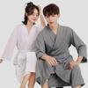 Unisex Waffle Knit Long Sleeve Bathrobe - Spring/Fall Mid-Length Pajamas for Couples