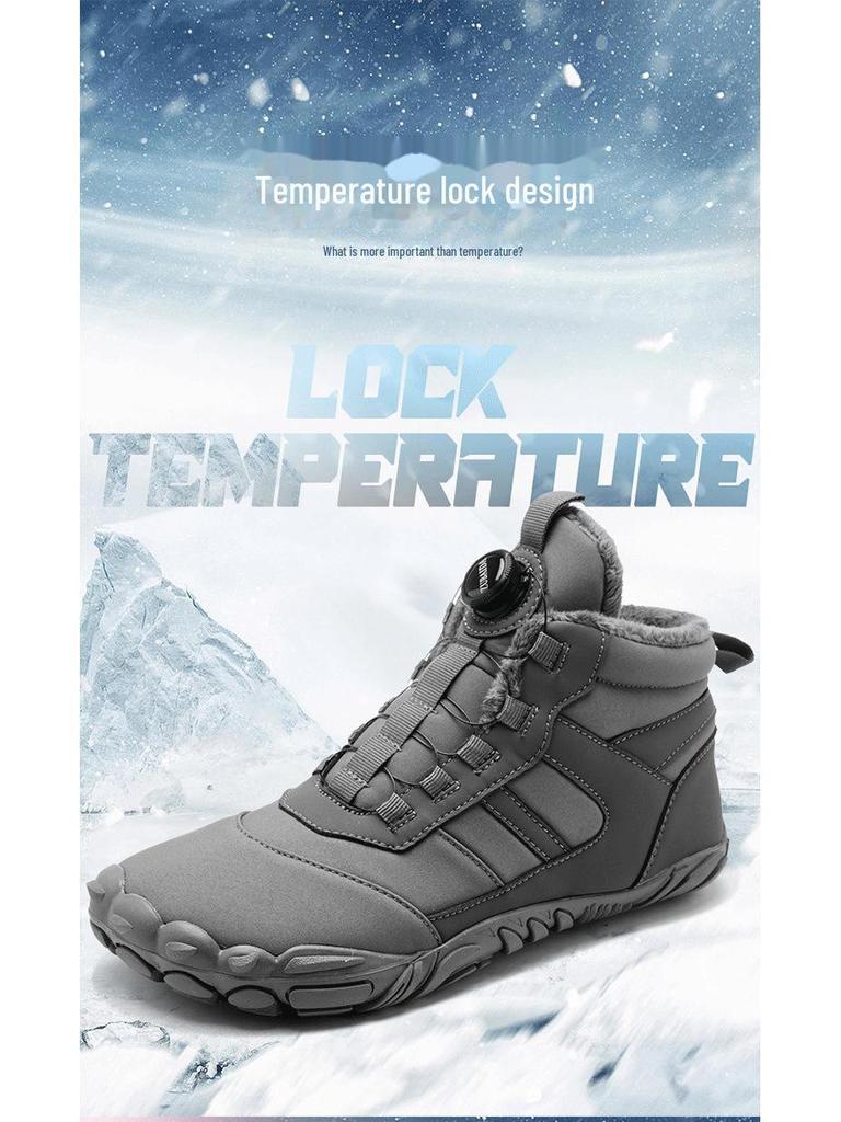 Waterproof Non-Slip Five-Finger Snow Boots with Velvet Lining for Outdoor Hiking