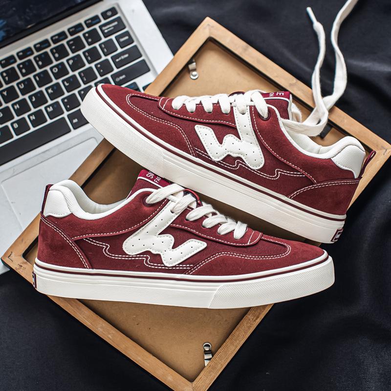 

Новые нишевые низкие парусиновые кеды студенческие спортивные и повседневные мужские туфли универсальные кеды для скейтборда B2237 44 бордовый
