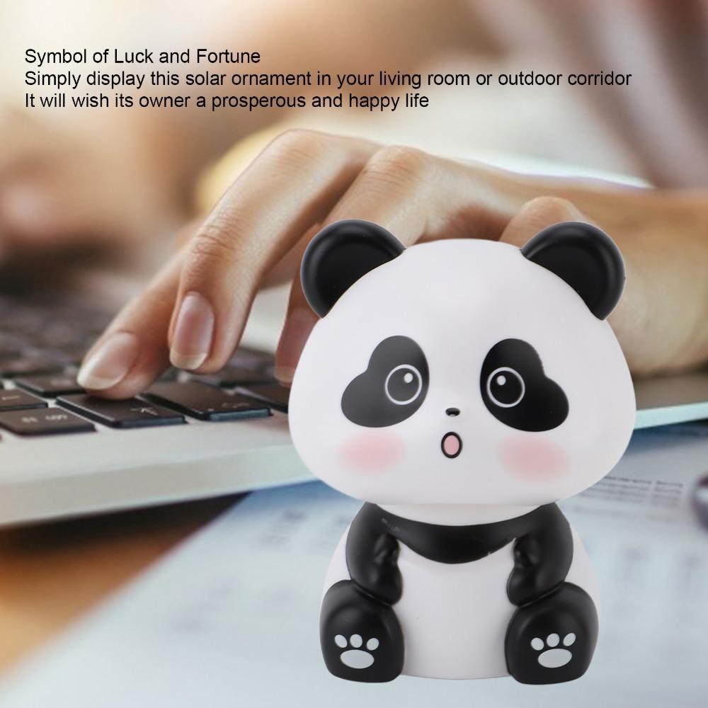 ABS Solar Panda Figurine White Light Operated Panda Decor Outdoor Porch Decoration