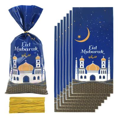 Bolsas de regalo Eid Mubarak, bolsa de plástico OPP para galletas y dulces, decoración de Ramadán Kareem, suministros para fiestas islámicas musulmanas, Eid al-fitr, 25/50 Uds.
