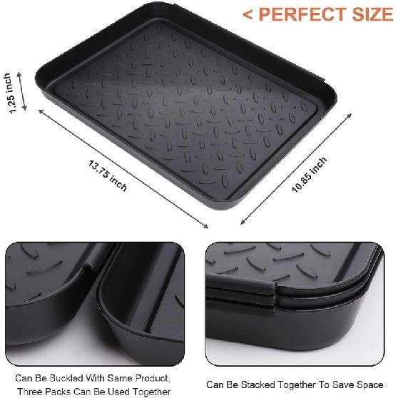 3PCS Boot Tray Heavy Duty Shoe Mat Trays,Storage Tray,Dog Bowl or Cat Bowl Mats Trap Mud to Protect Floor 13.7X10.8 Inch