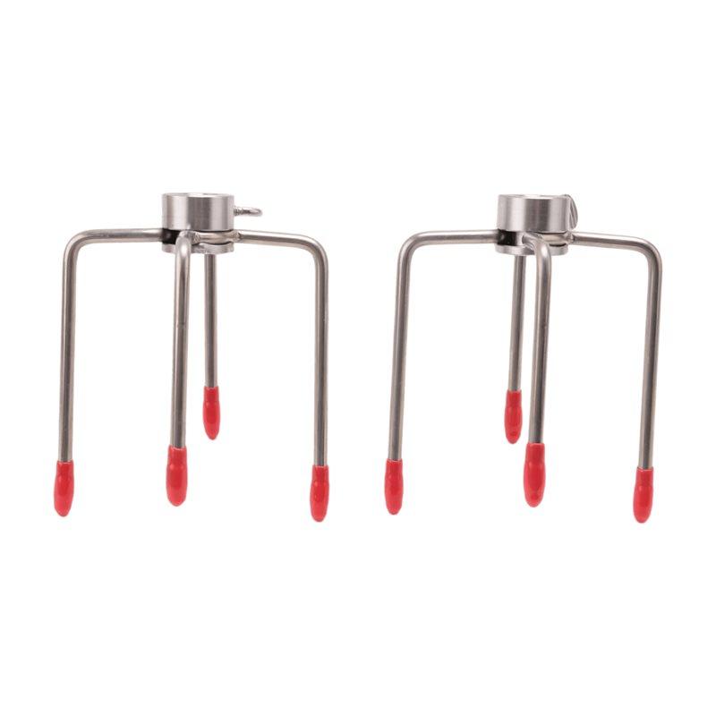 A84X-2Pcs BBQ Rotisserie Meat Forks Clamp Grill Meatpicks Stainless Steel Barbecue Skewer