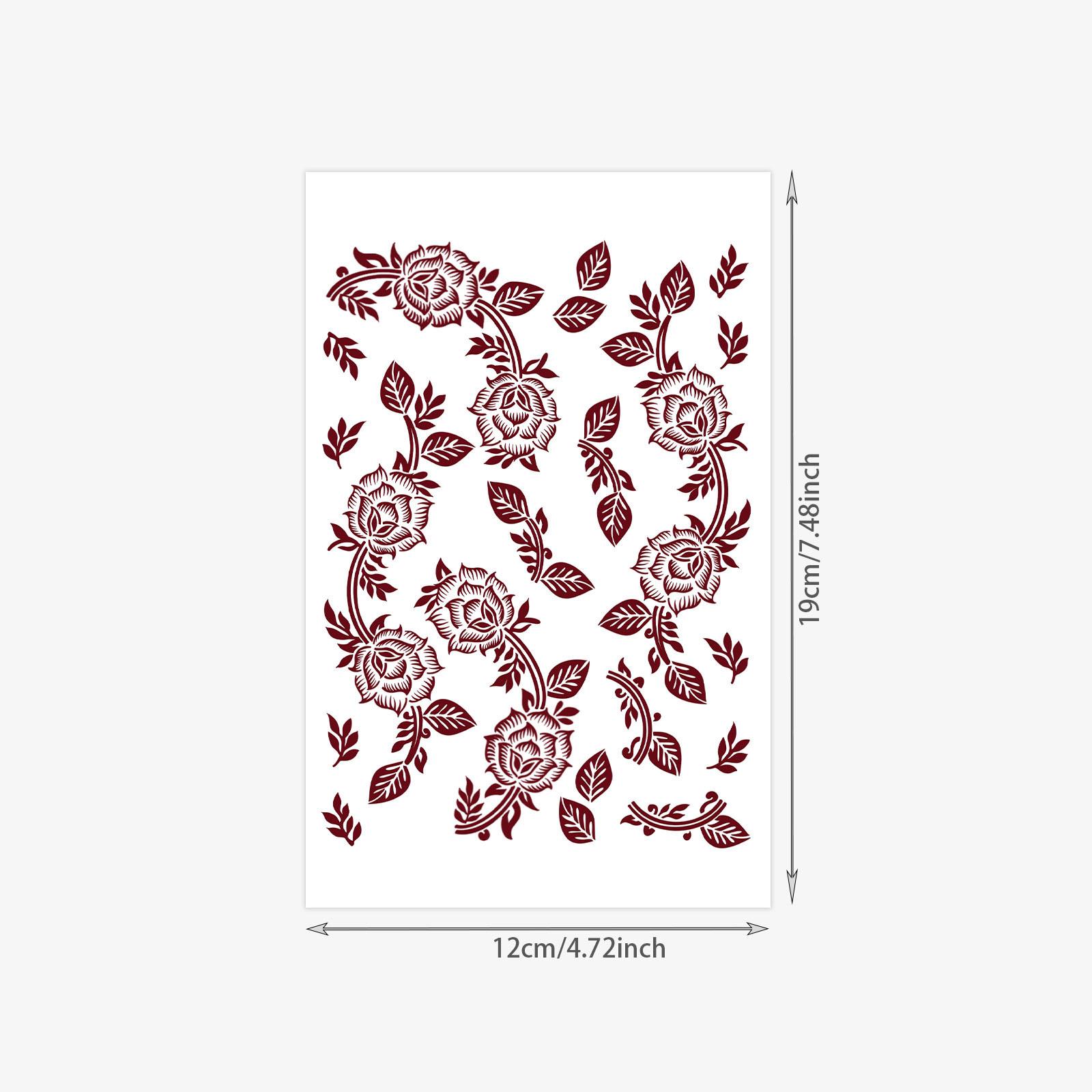 

Red Flower Rose Hand Back Waterproof South East Asia Tattoo Temporary Tattoo Sticker 12*19CM