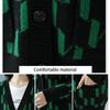 Herbst/Winter Damen Übergröße Strickjacke Pullover V-Ausschnitt Lockere Strickjacke Bedrucktes einreihiges Strickoberteil