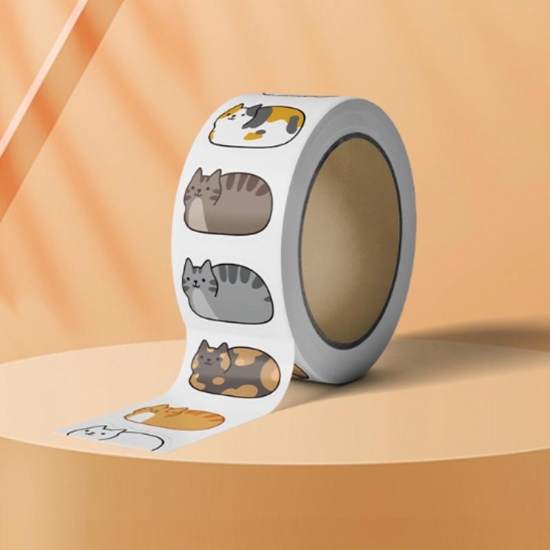 500Pcs Kawaii Cartoon Cat Tuo Tuo Roll Stickers Skateboard Laptop Luggage Skateboard Phone Gift Waterproof Phone Cute Sticker