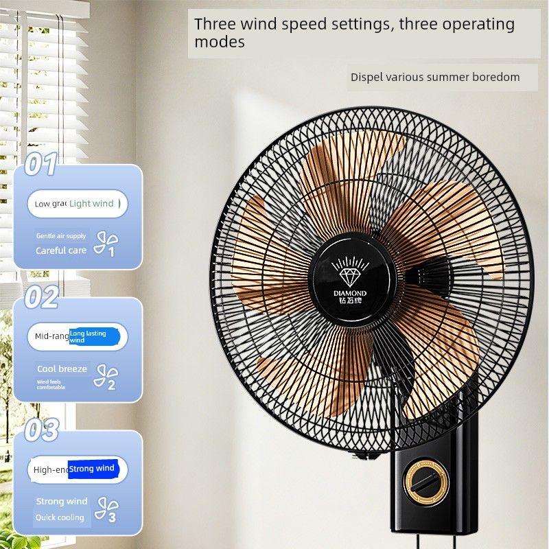 Brand Wall-Mounted Electric Fan for Home Use, Strong Wind, Wall-Mounted, Commercial and Industrial Use, Oscillating, Remote Control, 2026 New Model