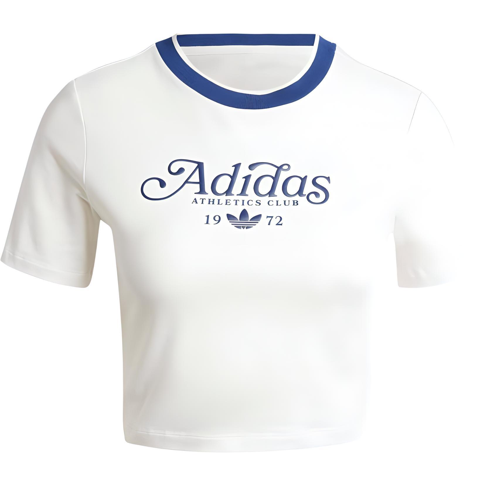 (WMNS) adidas Graphic Badge Slim 3-Stripes T-Shirt Asia Sizing White Blue Women s IX3532 M