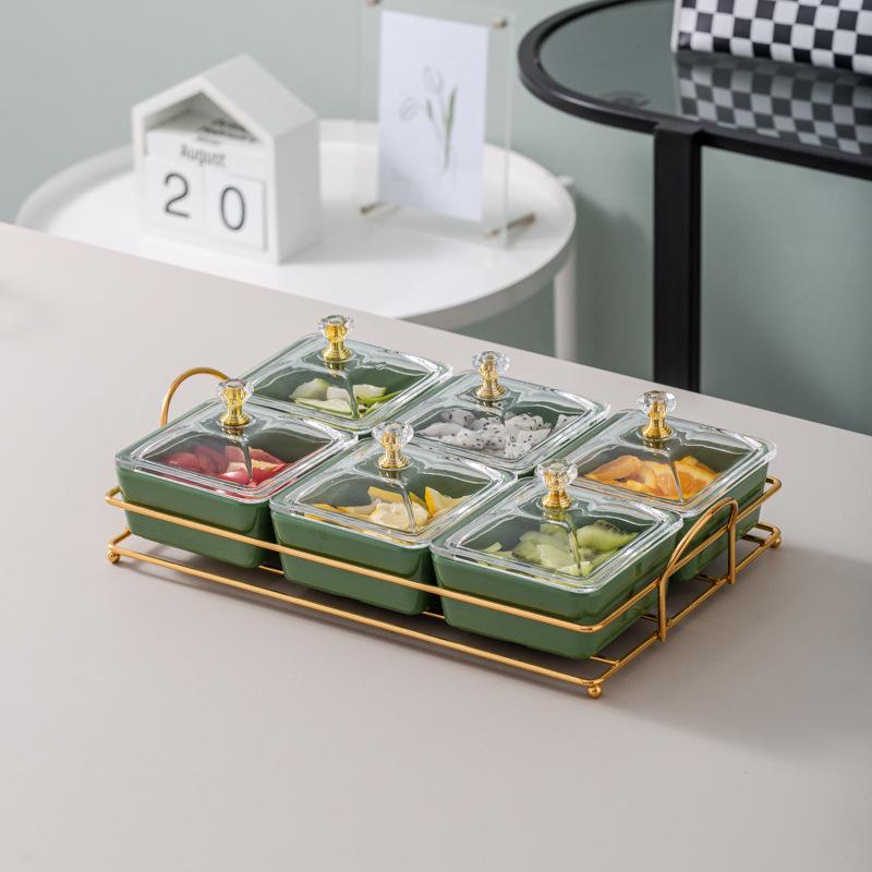 Ktv Clubhouse Fruit Plate Melamine Bar Muscle Foot Four Or Six Gongge Snack Plate Grid Barbecue Cold Vegetables Snack Plate Plate Plate