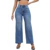 2023 Trendy European & American Ripped Bell Bottom Mid-Waist Loose Denim Pants for Women