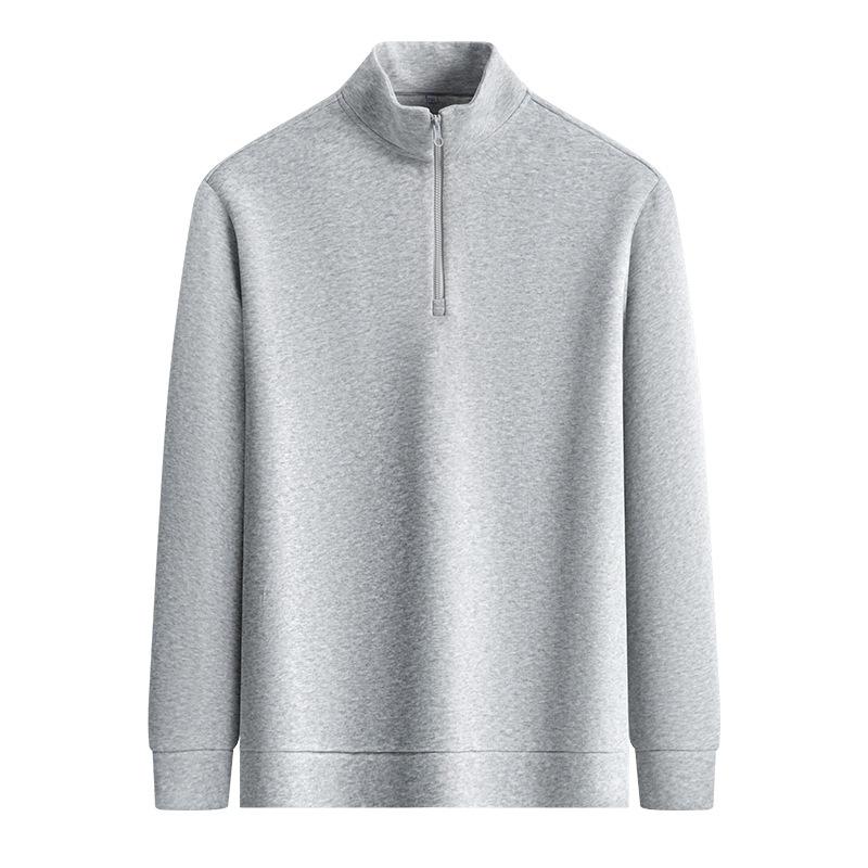 Men's Half Zip Mock Neck Sweatshirt Light Gray Long Sleeve Pullover